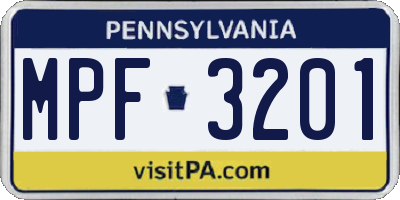 PA license plate MPF3201