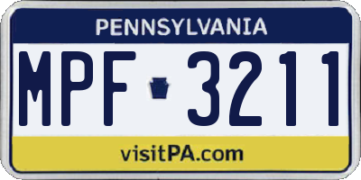 PA license plate MPF3211