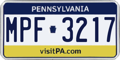 PA license plate MPF3217