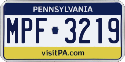 PA license plate MPF3219