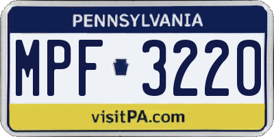 PA license plate MPF3220