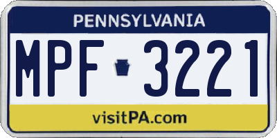 PA license plate MPF3221