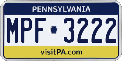 PA license plate MPF3222