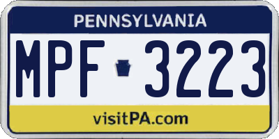 PA license plate MPF3223