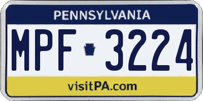 PA license plate MPF3224