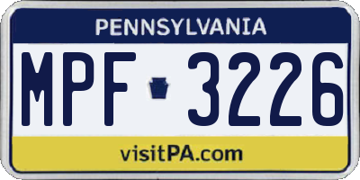 PA license plate MPF3226