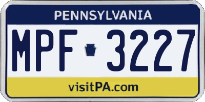 PA license plate MPF3227
