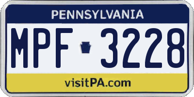PA license plate MPF3228