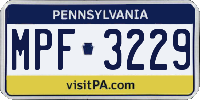 PA license plate MPF3229