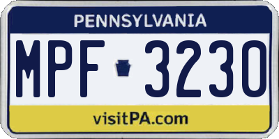 PA license plate MPF3230