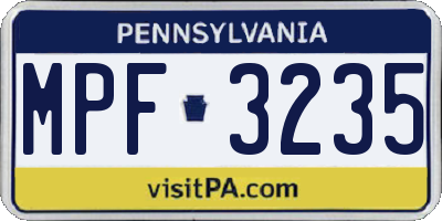 PA license plate MPF3235