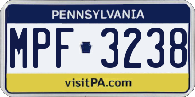 PA license plate MPF3238
