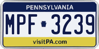 PA license plate MPF3239