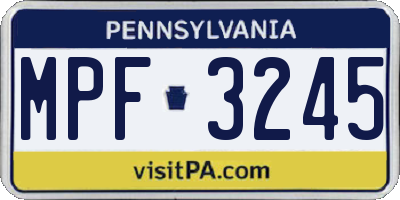 PA license plate MPF3245