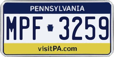 PA license plate MPF3259