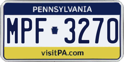 PA license plate MPF3270