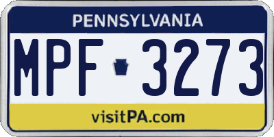 PA license plate MPF3273