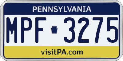 PA license plate MPF3275