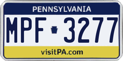PA license plate MPF3277
