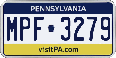 PA license plate MPF3279