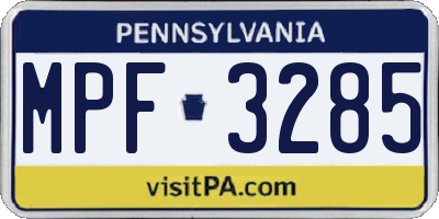 PA license plate MPF3285