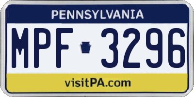 PA license plate MPF3296