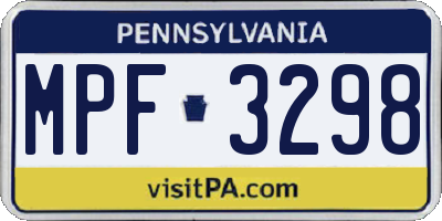 PA license plate MPF3298
