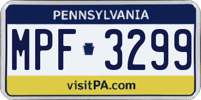 PA license plate MPF3299
