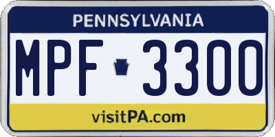PA license plate MPF3300