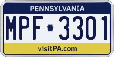 PA license plate MPF3301