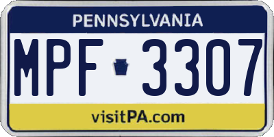 PA license plate MPF3307
