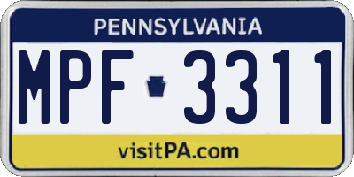 PA license plate MPF3311