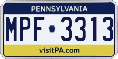 PA license plate MPF3313
