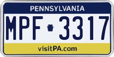 PA license plate MPF3317