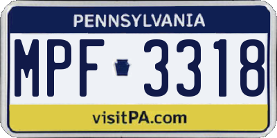PA license plate MPF3318