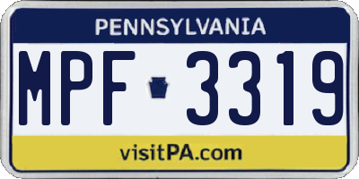 PA license plate MPF3319