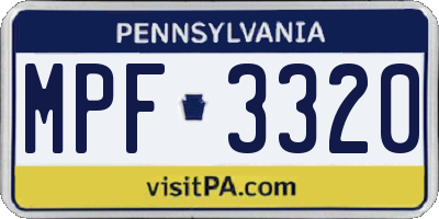 PA license plate MPF3320