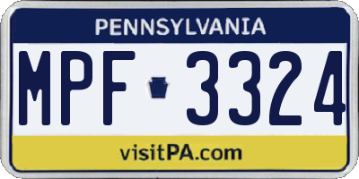 PA license plate MPF3324