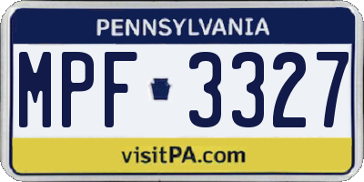 PA license plate MPF3327