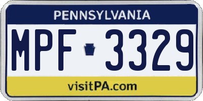 PA license plate MPF3329