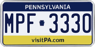 PA license plate MPF3330