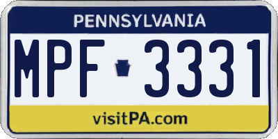 PA license plate MPF3331