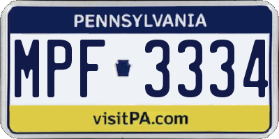 PA license plate MPF3334