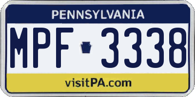 PA license plate MPF3338