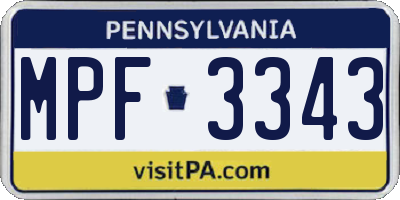 PA license plate MPF3343