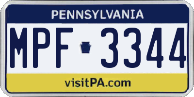 PA license plate MPF3344