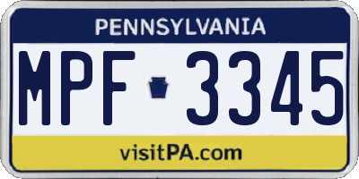 PA license plate MPF3345