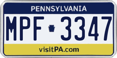 PA license plate MPF3347