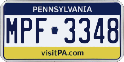 PA license plate MPF3348