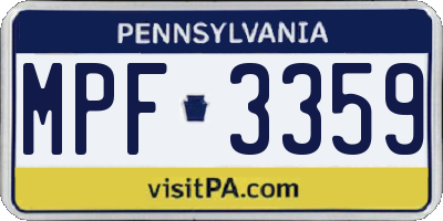 PA license plate MPF3359